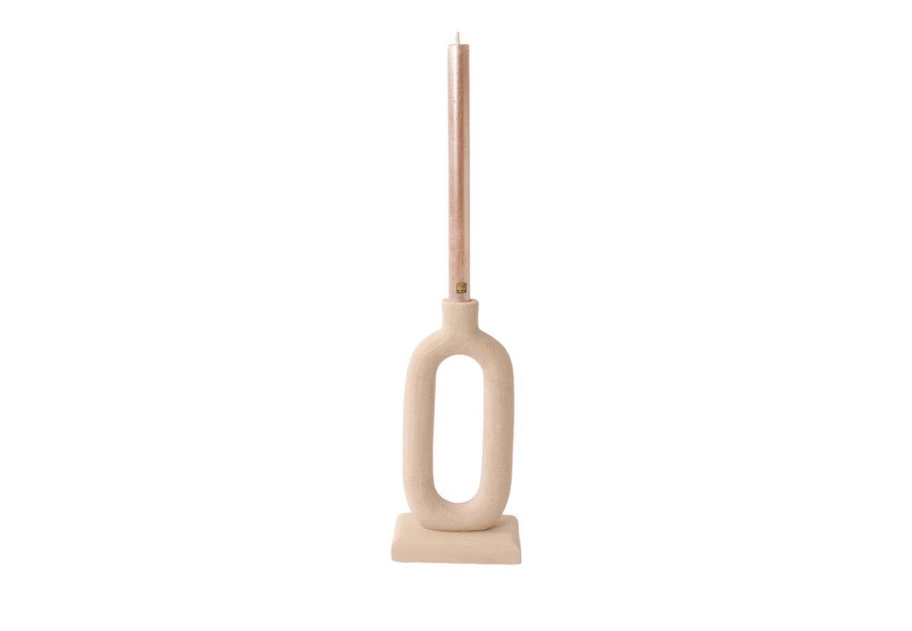 Kandelaar Sandstone 12,5x26x2,1 Naturel met Diner kaars