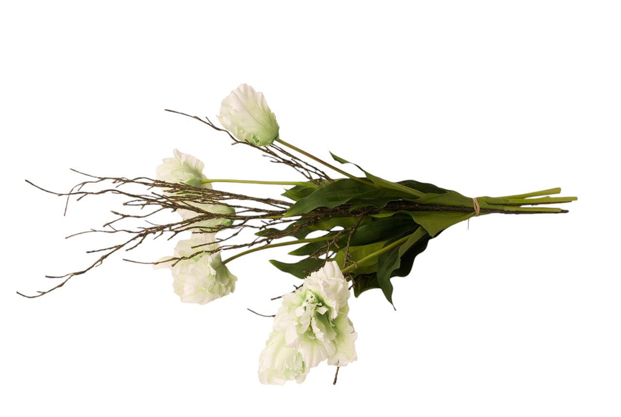 Liggend boeket met 6 witte tulpen - inQ