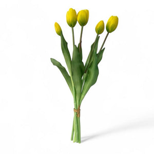 Kunsttulpen in een boeket van 5 stuks in de kleur geel-WInQ