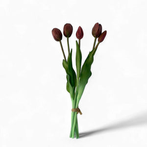 bosje van 5 kunsttulpen in de kleur mauve