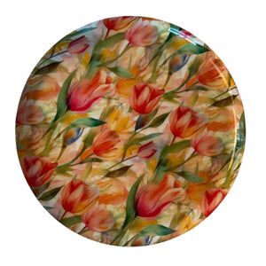 Grote schaal diameter 40cm met een multicolor print van tulpen - WinQ