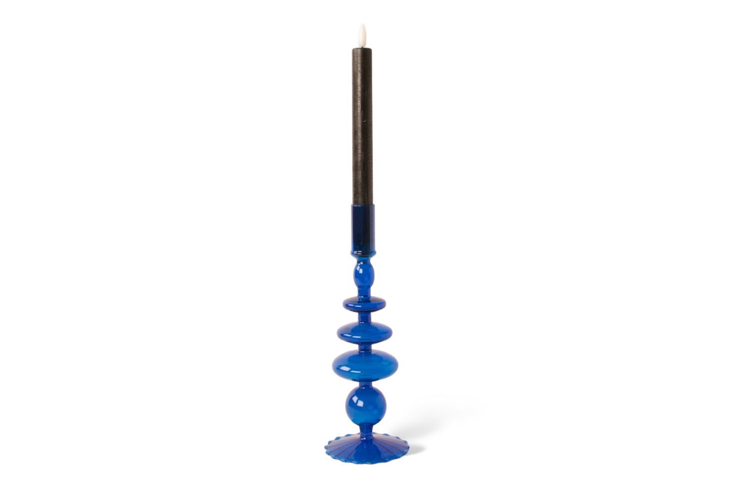 Glazen kandelaar Blauw 9x28cm