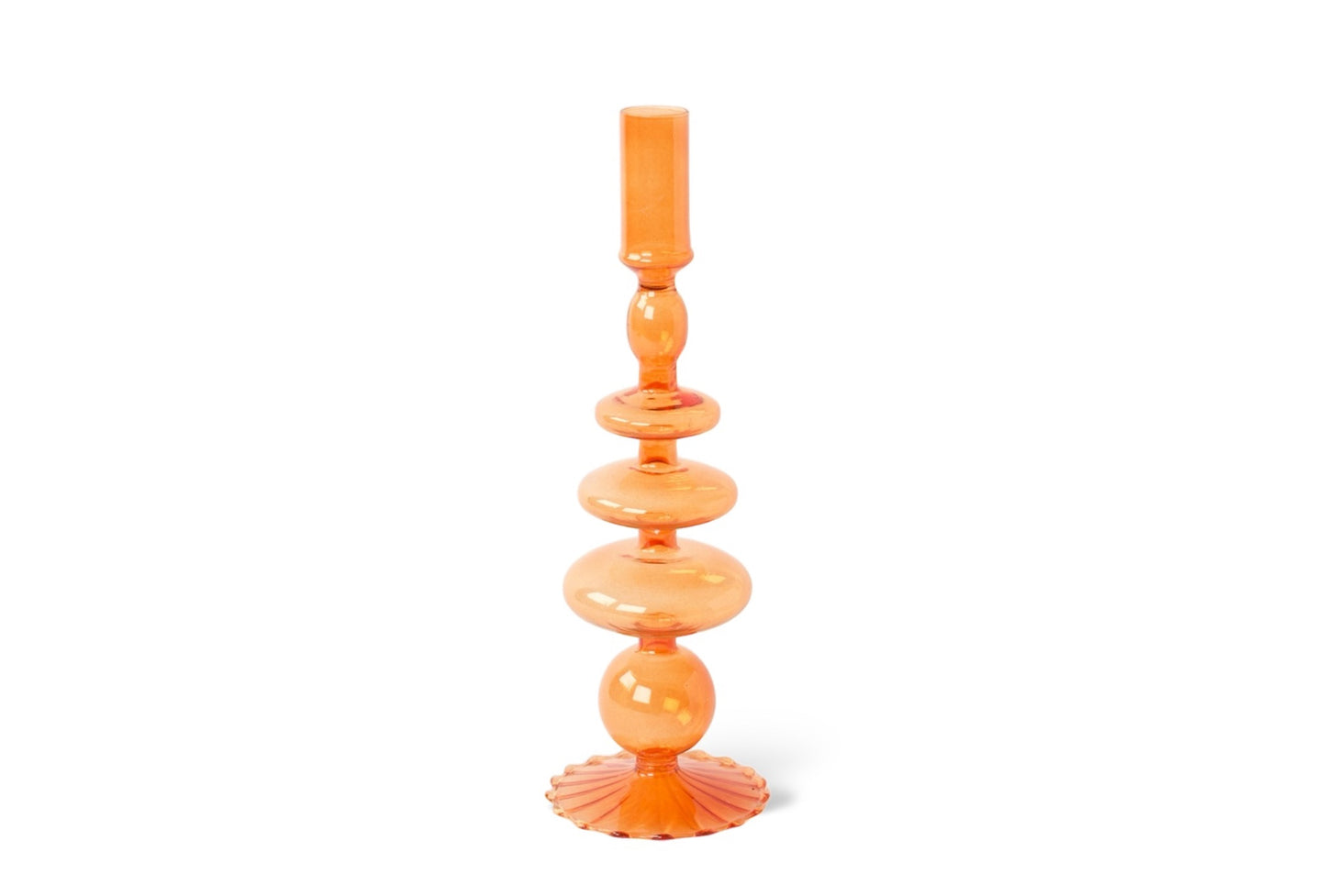 Kandelaar Glas S/3 in zwart/oranje/maroon