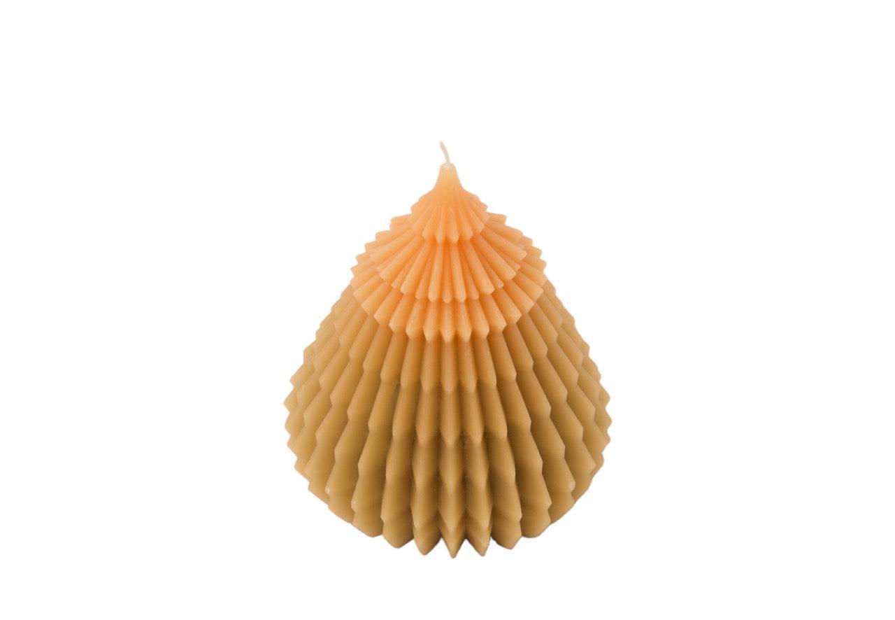 kerstboom kaars 14cm hoog licht groen/ oker productfoto