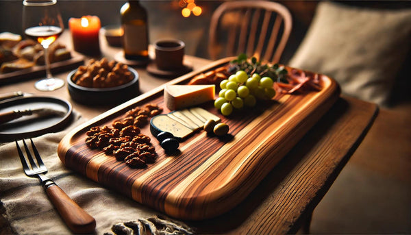Een gezellig sfeer op tafel met een borrelplank van Acaciahout