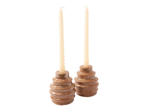 Set van twee stuks keramiek Kandelaren 12 cm hoog Beige - WinQ!