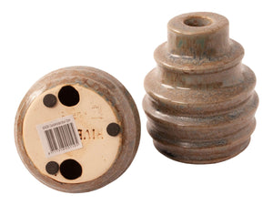 Set van twee stuks keramiek kandelaren 12 cm hoog kleur grijs/Blauw - WinQ!