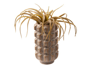 Keramiek Vaas/ Bloempot PTMD 17 cm hoog in de kleur Grijs/ Blauw.