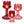 Opstelling van 3 verschillende glaskandelaren in diverse hoogtes in rood en pink -  WInQ
