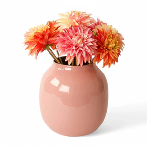 Vaas metaal 19x19x20cm in de kleur roze opening 11cm - WinQ