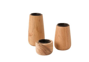 theelichthouder Naturel Acacia Hout in drie verschillende hoogtes