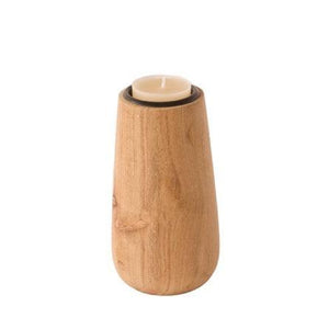 Waxinehouder Naturel Acacia Hout 7x13cm MET WAXINELICHTJE