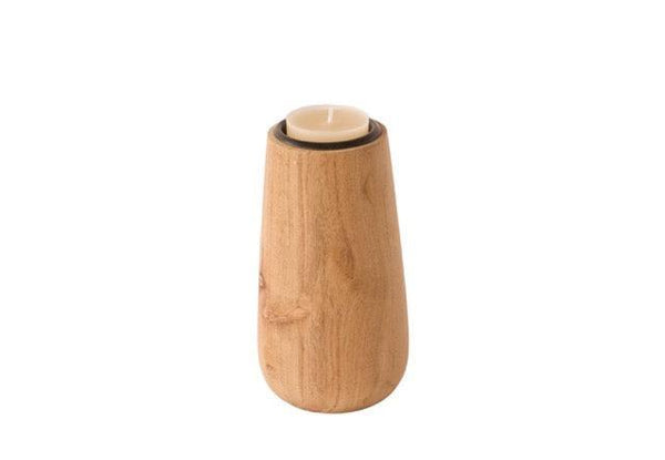 Waxinehouder Naturel Acacia Hout 7x13cm MET WAXINELICHTJE