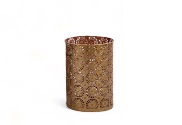 antieke gouden waxinehouder met glasmotief  in de maat 10x6cm 