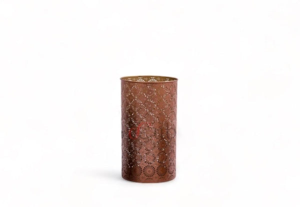 Waxinelichthouder met gaasmotief 10x6cm Antiek Koper - WinQ!