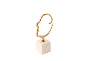 productfoto van een ornament van een silhouet van een hoofd gemaakt van gebogen metaalstaaf van 2,75cm dik met een breedte van 13cm en hoogte is 21cm