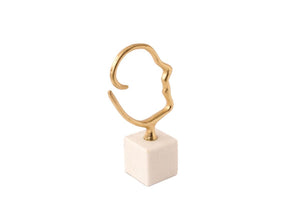 silhouet van een hoofd gemaakt van gebogen metaalstaaf van 2,75cm dik met een breedte van 13cm en hoogte is 21cm van een 