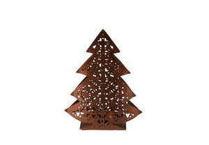 Dennenboom waxine houder 13x17cm antiek koper met theelicht