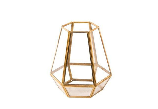 Productfoto Glas Terrarium met Gouden afwerking 18x12cm.