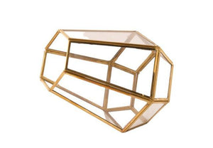 Glas Terrarium met Gouden afwerking 18x12cm. liggend gefotografeerd