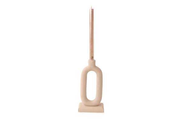 Kandelaar Sandstone 12,5x26x2,1 Naturel met Diner kaars