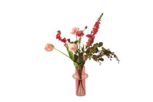 Kunstbloemen Veldboeket Paars/ Roze/ Pink inclusief Glasvaas