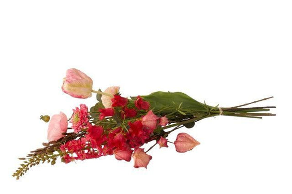 Kunstbloemen Veldboeket Paars/ Roze/ Pink liggend gefotografeerd
