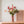 Kunstbloemen Veldboeket Paars/ Roze/ Pink inclusief Glasvaas op een houten tafel met een lichte muur met raam en fotolijstje