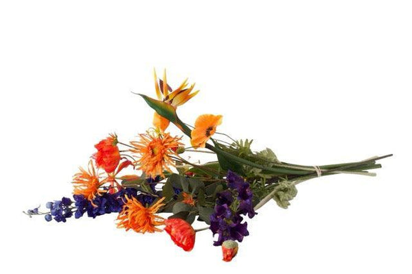 Kunstbloemen Veldboeket Rood/ Blauw/ Oranje  liggend
