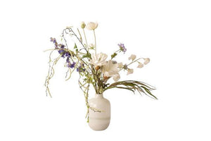 Kunstbloemen Veldboeket wit met blauw inclusief vaas