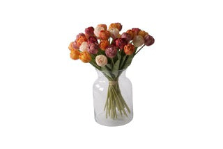 Boeket kunstbloemen tulpen in 5 kleuren totaal 35 stuks in 5 voorjaarskleuren op een vaas