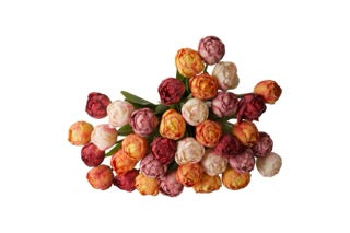 Boeket kunstbloemen tulpen in 5 kleuren totaal 35 stuks in 5 voorjaarskleuren vooraanzicht