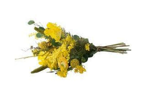 Veldboeket Zijden bloemen in de kleur Geel liggend gefotografeerd