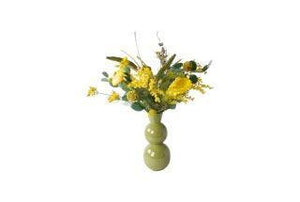 Veldboeket Kunst bloemen in de kleur Geel met andere andere tulpen en mimosa