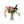 Kunstboeket bloemen bloemen in de kleurcombinatie Blauw, Rood, Oranje  op een glasvaas