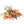 Veldboeket kunstbloemen bloemen in de kleurcombinatie Zalm en Oranje liggend van voren gefotografeerd