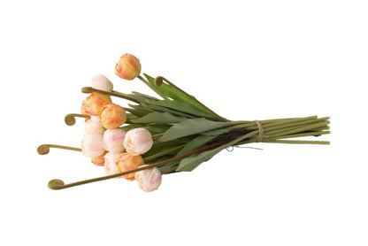Kunstboeket van Tulpen in de kleur Oranje en Roze liggend 