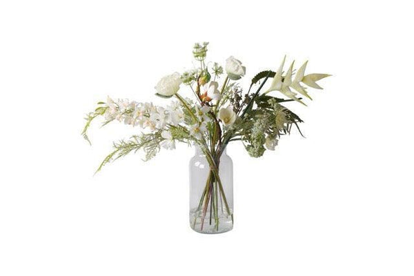Gebonden PlukBoeket Zijden Bloemen in Wit