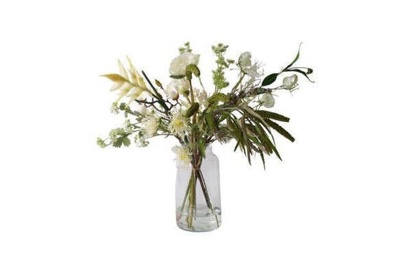 Gebonden PlukBoeket Zijden Bloemen in Wit