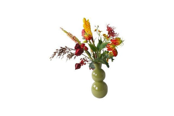 Gebonden PlukBoeket Zijden Bloemen Geel met Rood - WinQ!