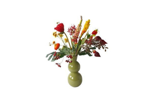 Gebonden PlukBoeket Zijden Bloemen Geel met Rood - WinQ!