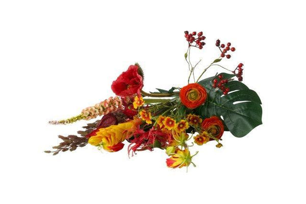 Gebonden PlukBoeket Zijden Bloemen Geel met Rood - WinQ!