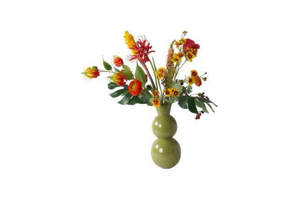 Gebonden PlukBoeket Zijden Bloemen Geel met Rood - WinQ!