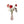 Moederdag boeket in de kleur rood op een zacht roze vaas op een houten zuil met de volgende kunstbloemenHibiscus Nerine Rood Papaver rood Dahlia Rood Chasmantia 