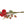 Moederdag boeket in de kleur rood met de volgende kunstbloemenHibiscus Nerine Rood Papaver rood Dahlia Rood Chasmantia liggend gefotografeerd