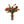 Boeket gebonden kunstbloemen In Oranje metTulp warm Oranje Eucalyptus Zinnia Oranje Scherm oranje  in een cognac kleurige glasvaas