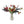 Gebonden Moederdag Boeket in Rood met Hibiscus, Tulp Rood, Bes Blauw, Tak Eucalyptus Grijs/Rood in een glasvaas van helder glas op een keukentafel voor de kastenwand
