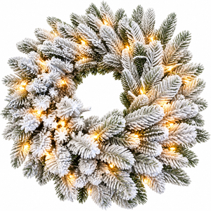 Besneeuwde kerstkrans van WinQ met warme LED-verlichting, Ø50 cm