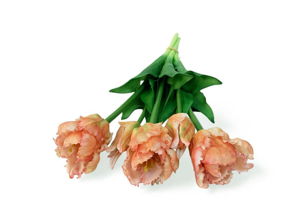 Liggend boeket kunsttulpen in zalmkleur - WinQ