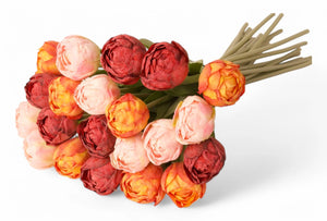 Boeket kunsttulpen in de kleuren rood, roze en warm oranje - WinQ